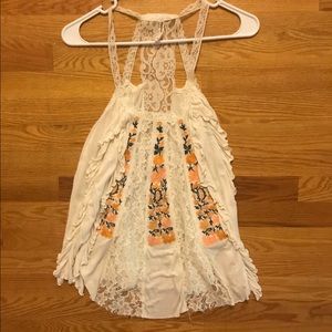 ‘Free People’ knit flower lace tank